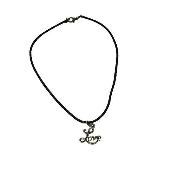 Vintage y2k Love Pendant Rope Choker Necklace - Picture 4 of 5